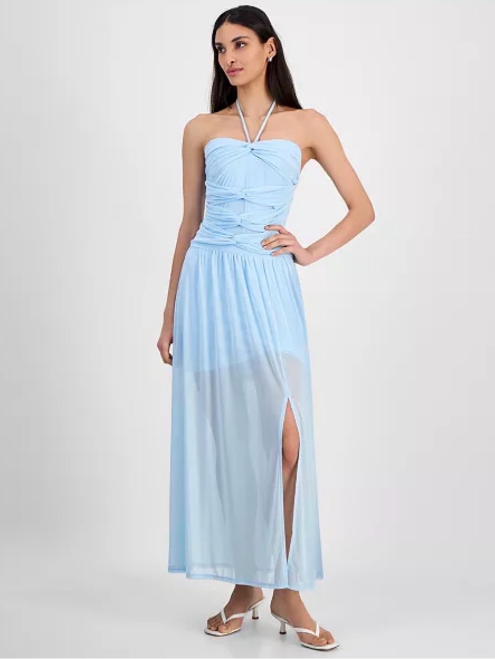 Bar III Pale Blue Strapless Maxi with Side Slit